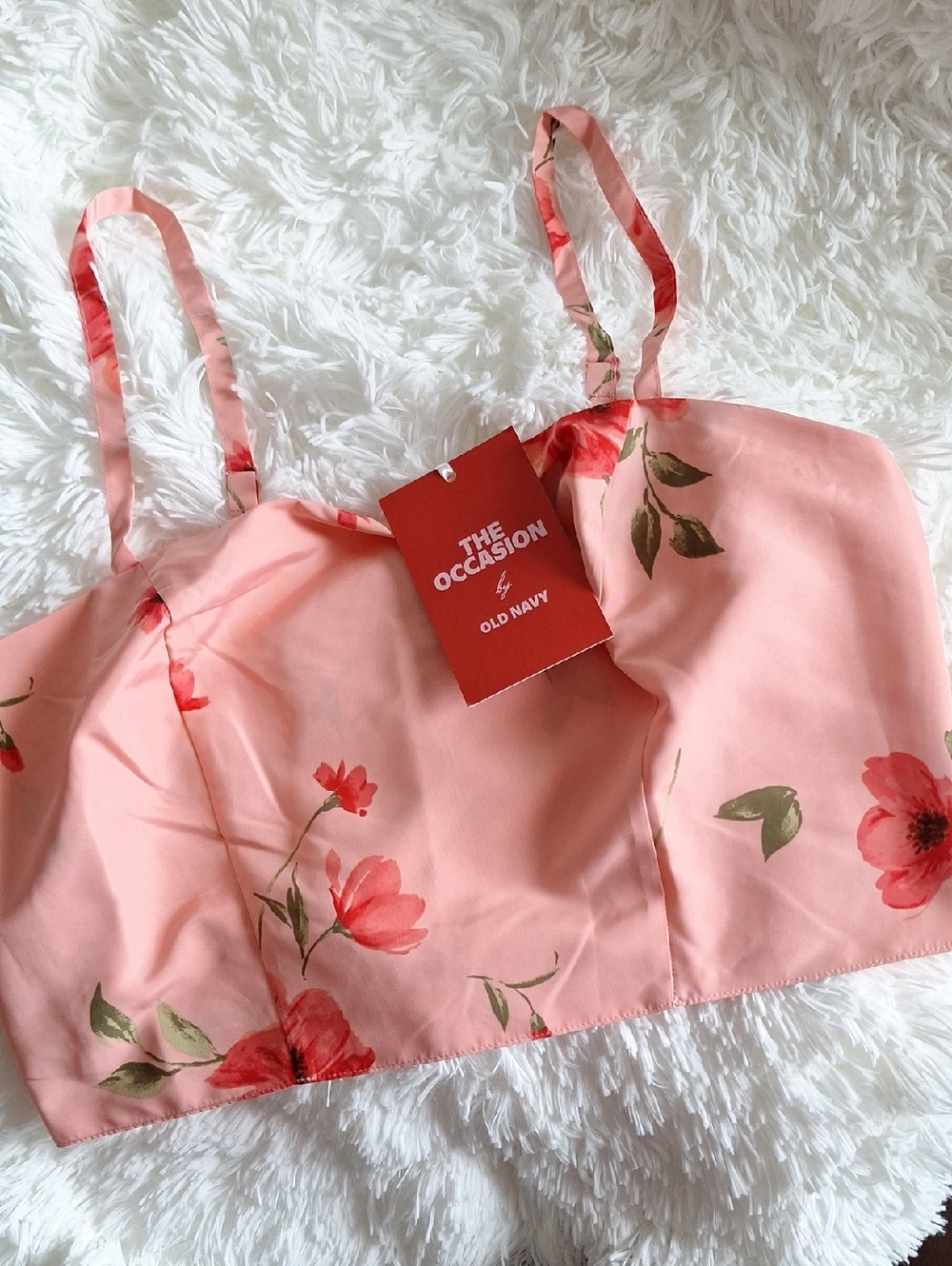 NWT The Occasion Old Navy Coral Pink Floral Bandeau Bralette